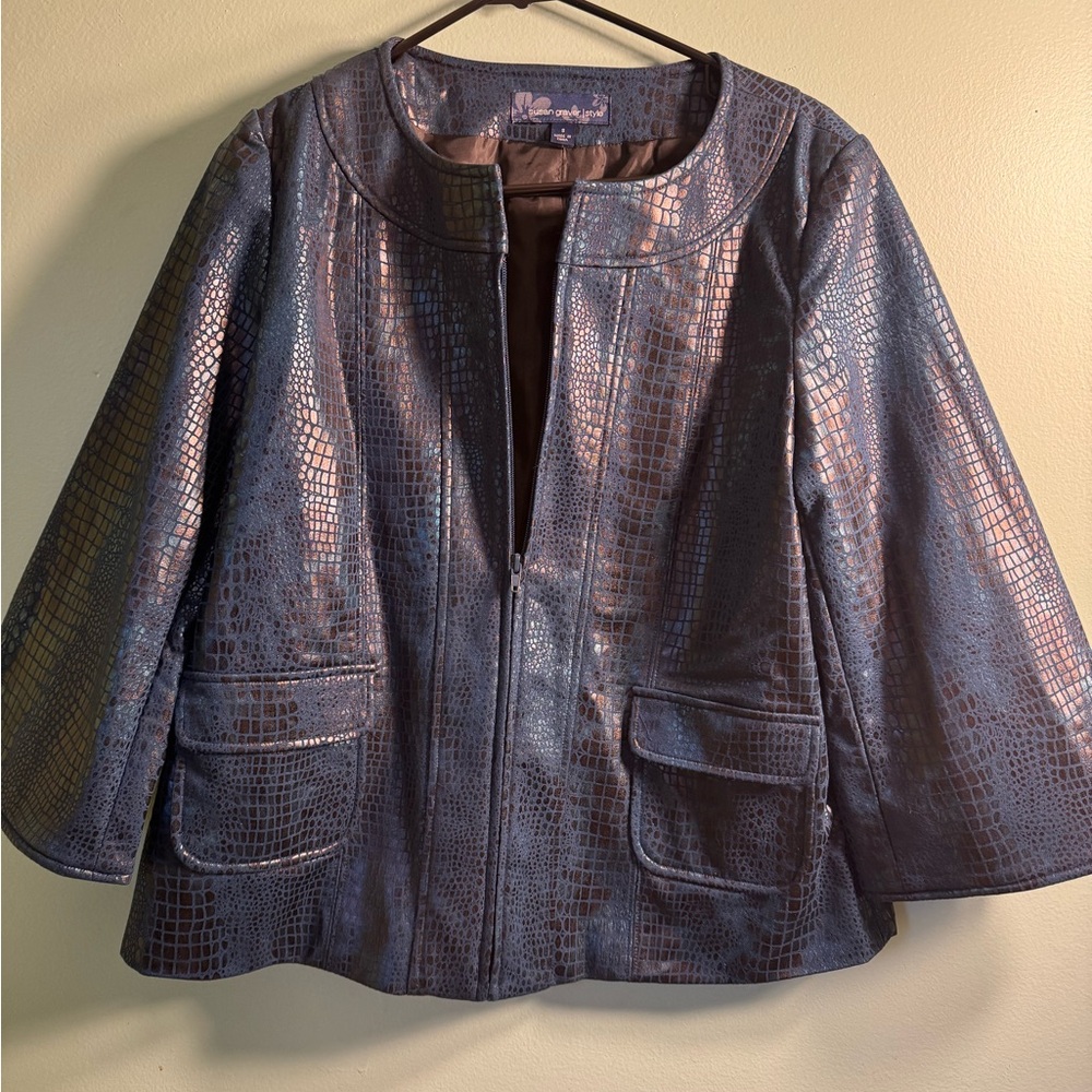 Susan Graver Shimmering Blue Crocodile Cape